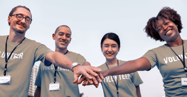 Group of volunteers gathering